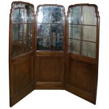 Antique Three Panel Mirrored Screen