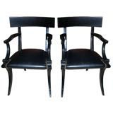 Pair of Mid 20th C Ebonized  Klismos Chairs