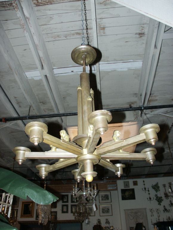 Unusual Art Deco Egyptian Style Chandelier