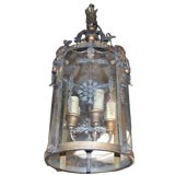 Gilt Bronze Lantern  With Etched Curved Panels