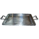 Chinese Export Silver Tray With Bamboo Design