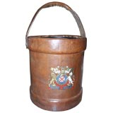 Vintage Leather Fire Bucket Waste Basket