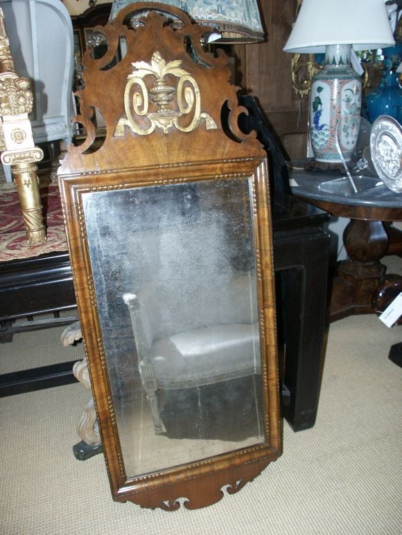 Continental Giltwood and Walnut Mirror