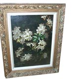 19th C Oil Floral Oil Painting