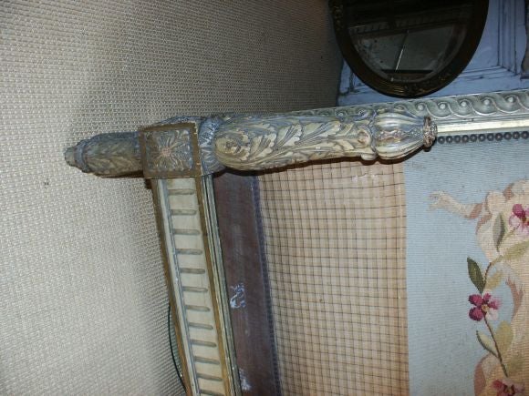 19th Century Painted French Twin Bed with Tapestry