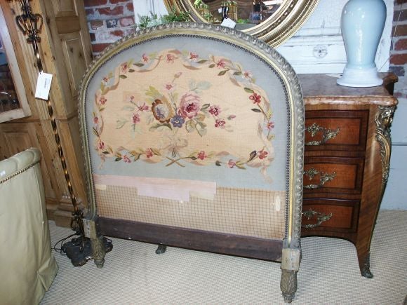 Painted French Twin Bed with Tapestry 3