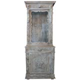 19th C Carved and Pickled French Cabinet