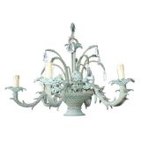 Basket Chandelier with Rock Crystal Prisms Basket Chandelier with Rock Crystal Prisms