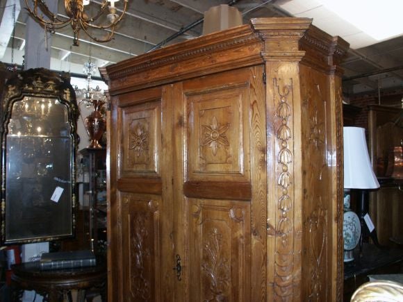 Highly Carved Pine Armoire