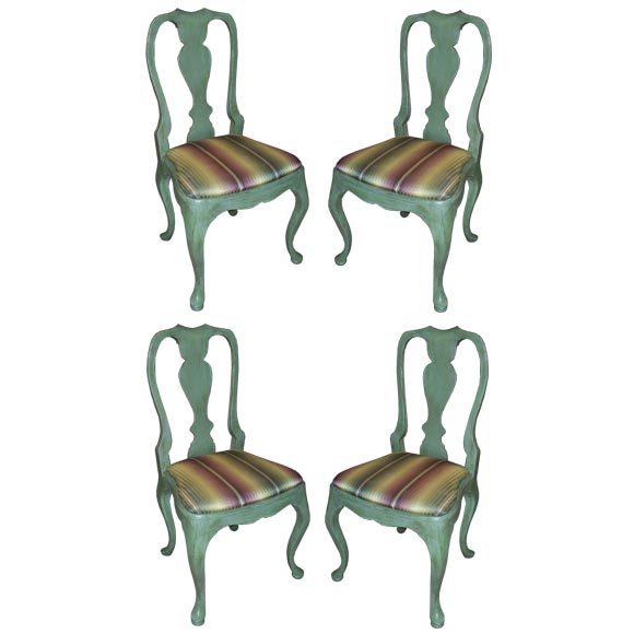 Set of fourteen Swedish or Queen Anne Style Painted Chairs