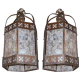 Pair of Early 20th C Iron and Mica Lanterns