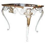 Iron and Glass Table With Mirrored Top Iron and Glass Table With Mirrored Top