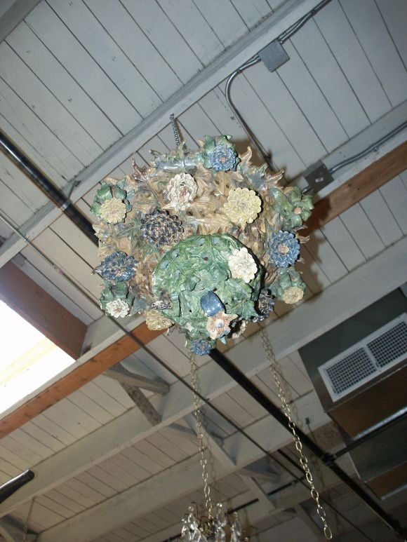 Antique Majolica Hanging Lantern