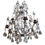 Antique French Bronze and Crystal Chandelier