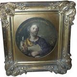 Religious Oil on Copper Painting of a Saint