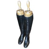 Pair of Leather Riding Boots With Wooden Stretchers