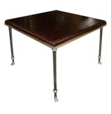Campaign Card Table In Steel and Leather