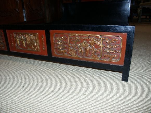 Fun 20th C Asian Bed Made of Antique Panels