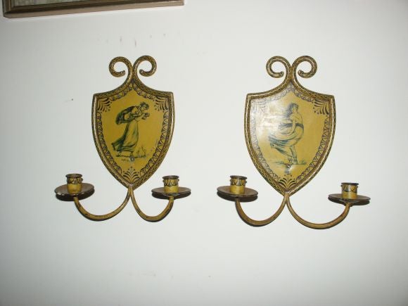 Pair of Tole Wall Sconces