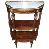 Antique French Style Marble topped Demilune Tiered Table