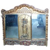 Beautiful 19th C Giltwood Asian Mirror with Shaka Nyoria