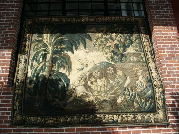 18th Century and Earlier Vibrant 18th C Verdure Tapestry For Sale