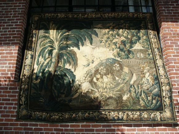 Vibrant 18th C Verdure Tapestry For Sale 1