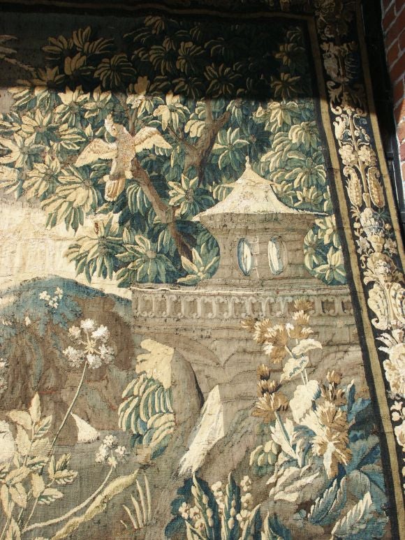 Vibrant 18th C Verdure Tapestry For Sale 5