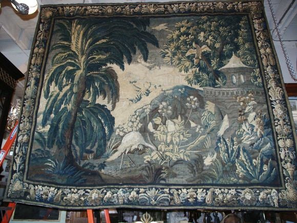 Vibrant 18th C Verdure Tapestry For Sale 6