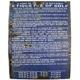 Early 20th C Enamel Golf Etiquette Sign