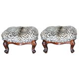 Pair of Leopard covered antique Foot stools