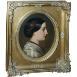 Oil Painting of a Woman With Flowers in Her Hair Oil Painting of a Woman With Flowers in Her Hair