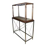 Antique Glass and Wood Display Case on Stand