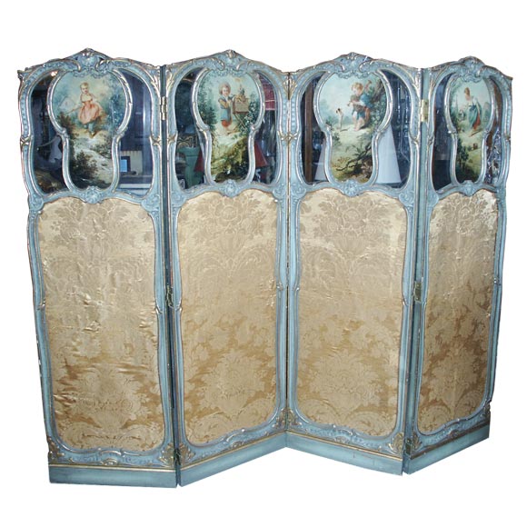 19th C French Regence Style Screen With Paintings