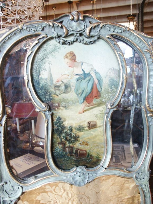 19th C French Regence Style Screen With Paintings 1