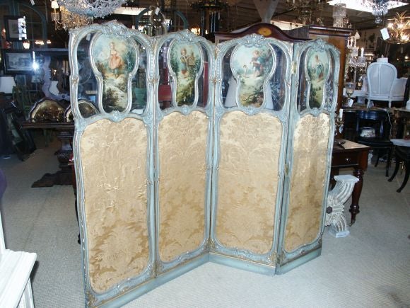 19th C French Regence Style Screen With Paintings 4