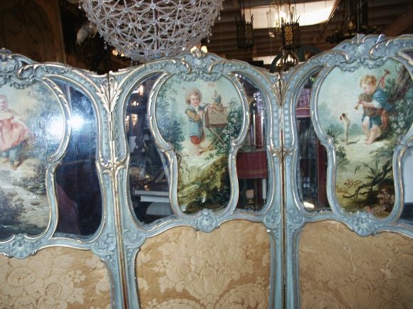 19th C French Regence Style Screen With Paintings 5