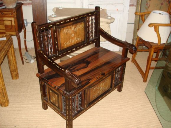 Exotic Wood Bench With Storage