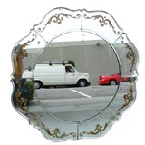 Round Vintage Reverse Painted Venetian Mirror