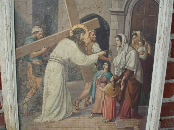 Antique Religious Oil On Copper