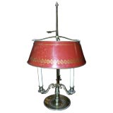 Vintage Red Tole Shaded Bouillotte Lamp