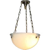 Cast Opaline Glass Inverted Dome Chandelier