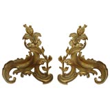 Antique Pair of Gilt Bronze Chenets