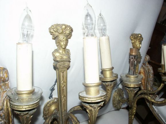 Fine Pair of Gilt Bronze Wall Sconces