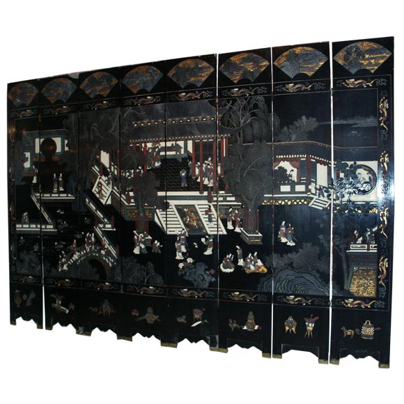 Antique Chinese Coromandel Eight Panel Screen For Sale