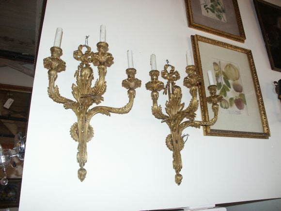Pair of 19thC French Bronze Wall Sconces