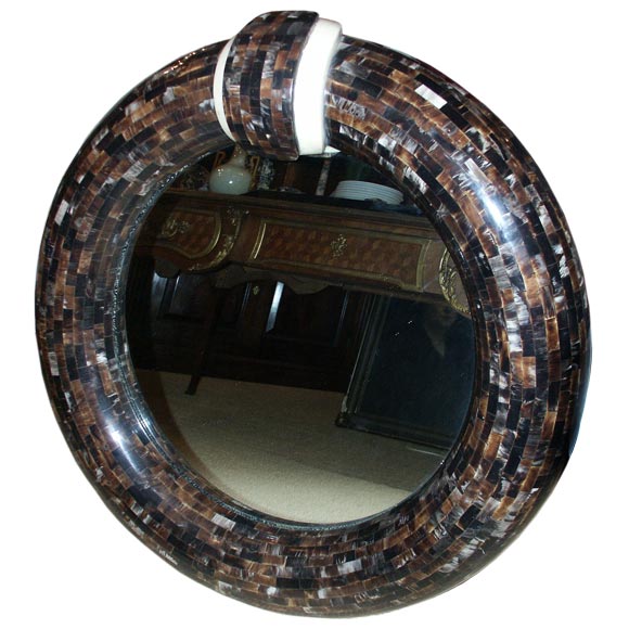 Horn and Bone Round Mirror at 1stDibs