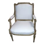 French Arm Chair With  Crusty Giltwood Finish