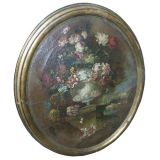 Early 20th C Oval Still Life Italian