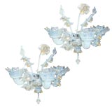 Pair of Venetian Three Light Wall Sconces